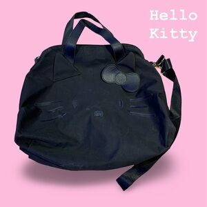 Hello Kitty Black Nylon Tote Bag w/ Crossbody “Seatbelt” Strap Cute Kawaii